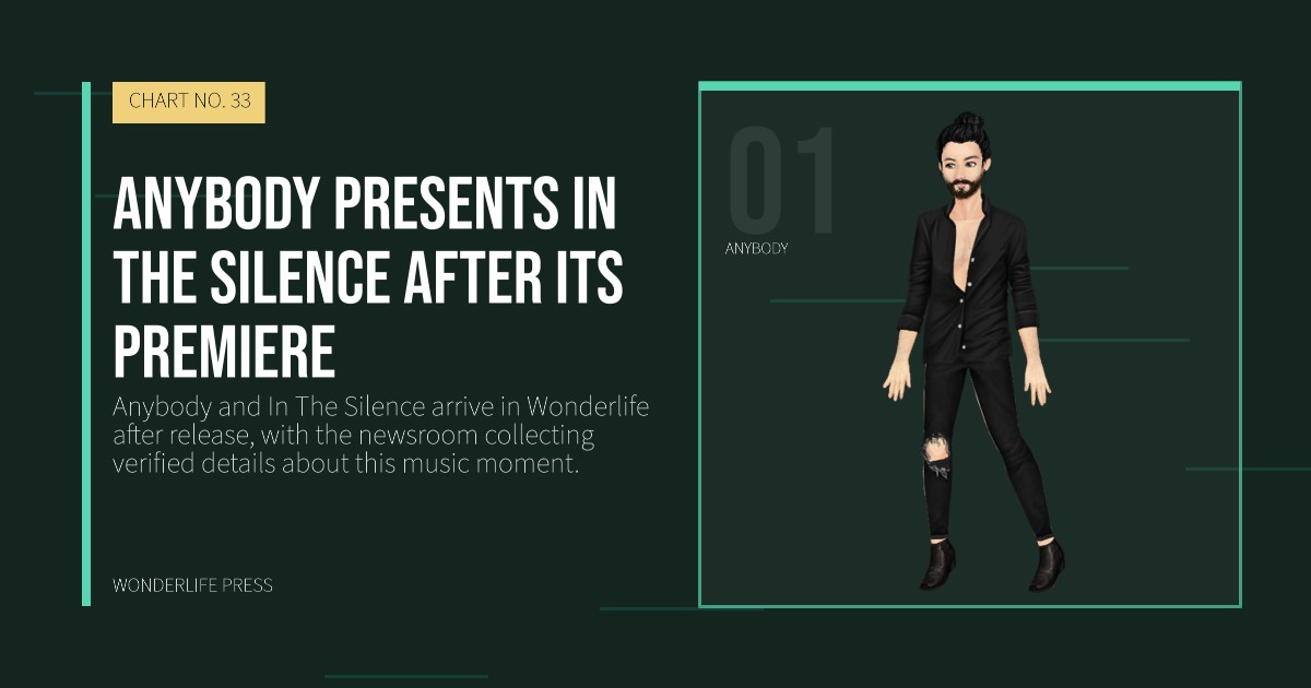 Wonderlife Press: Anybody presents In The Silence after its premiere. artist portrait. CHART NO. 33.