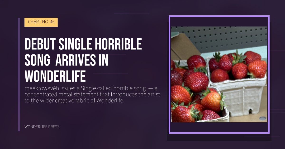 Wonderlife Press: Debut Single horrible song  arrives in Wonderlife. release artwork. CHART NO. 46.