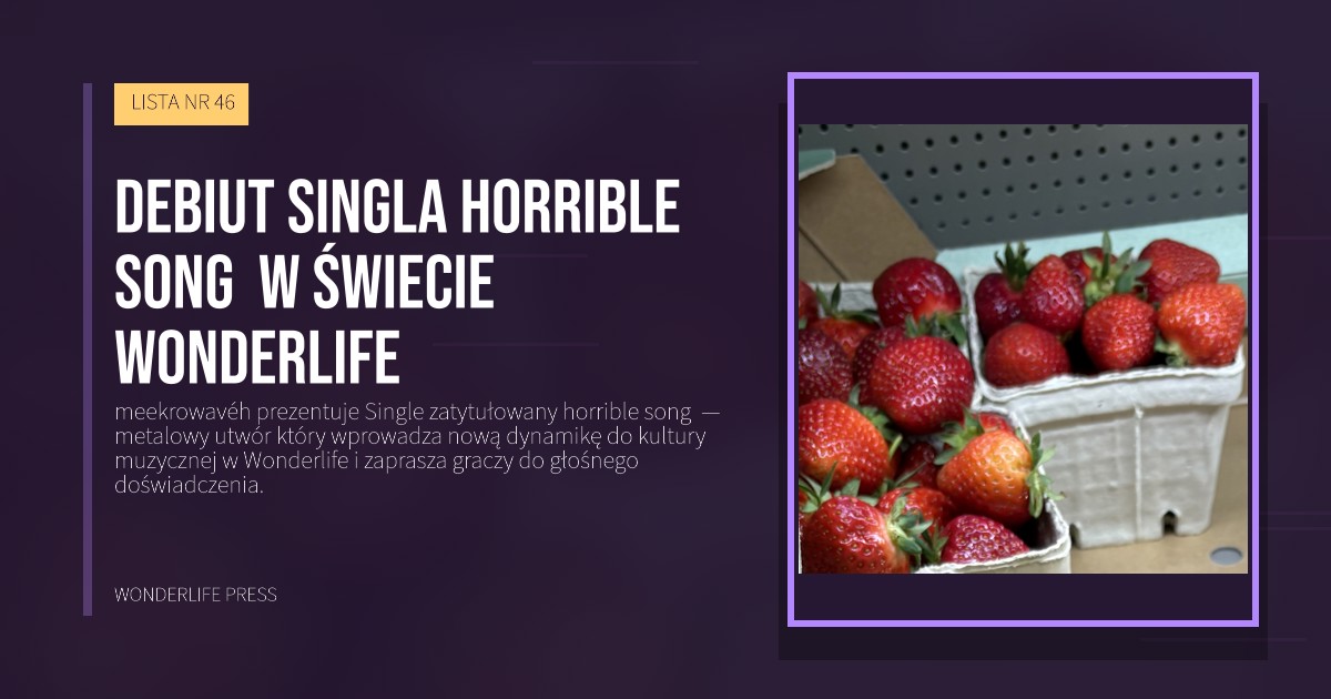 Wonderlife Press: Debiut singla horrible song w świecie Wonderlife. okładka wydawnictwa. LISTA NR 46.
