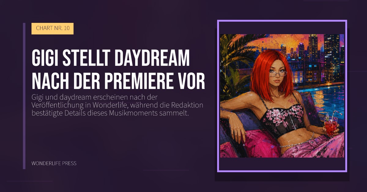 Wonderlife Press: Gigi stellt daydream nach der Premiere vor. Veröffentlichungscover. CHART NR. 10.