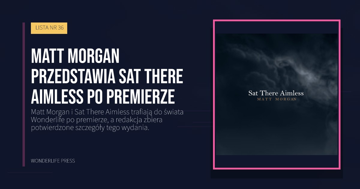 Wonderlife Press: Matt Morgan przedstawia Sat There Aimless po premierze. okładka wydawnictwa. LISTA NR 36.