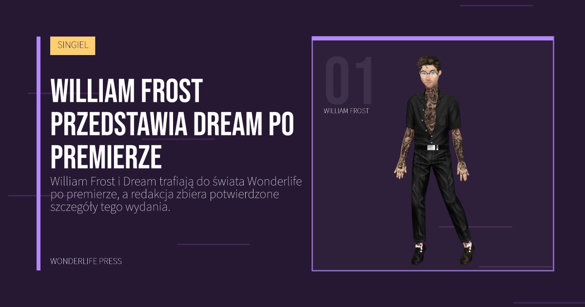 Wonderlife Press: William Frost przedstawia Dream po premierze. portret artystów. SINGIEL.