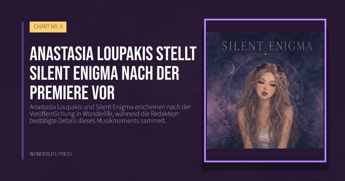 Wonderlife Press: Anastasia Loupakis stellt Silent Enigma nach der Premiere vor. Veröffentlichungscover. CHART NR. 6.