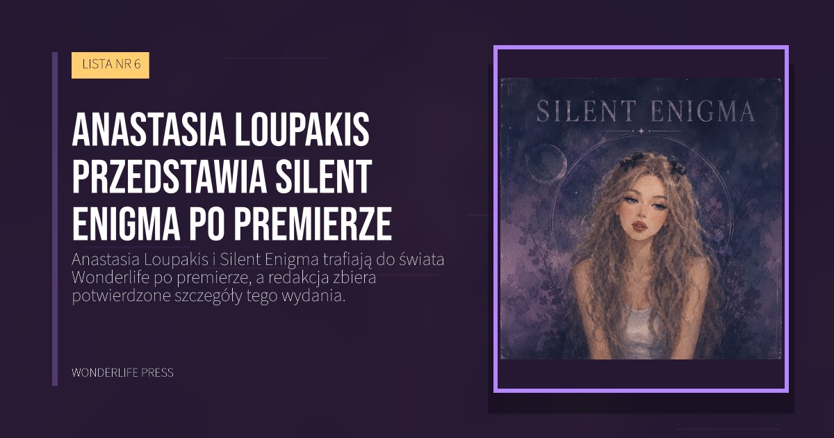Wonderlife Press: Anastasia Loupakis przedstawia Silent Enigma po premierze. okładka wydawnictwa. LISTA NR 6.