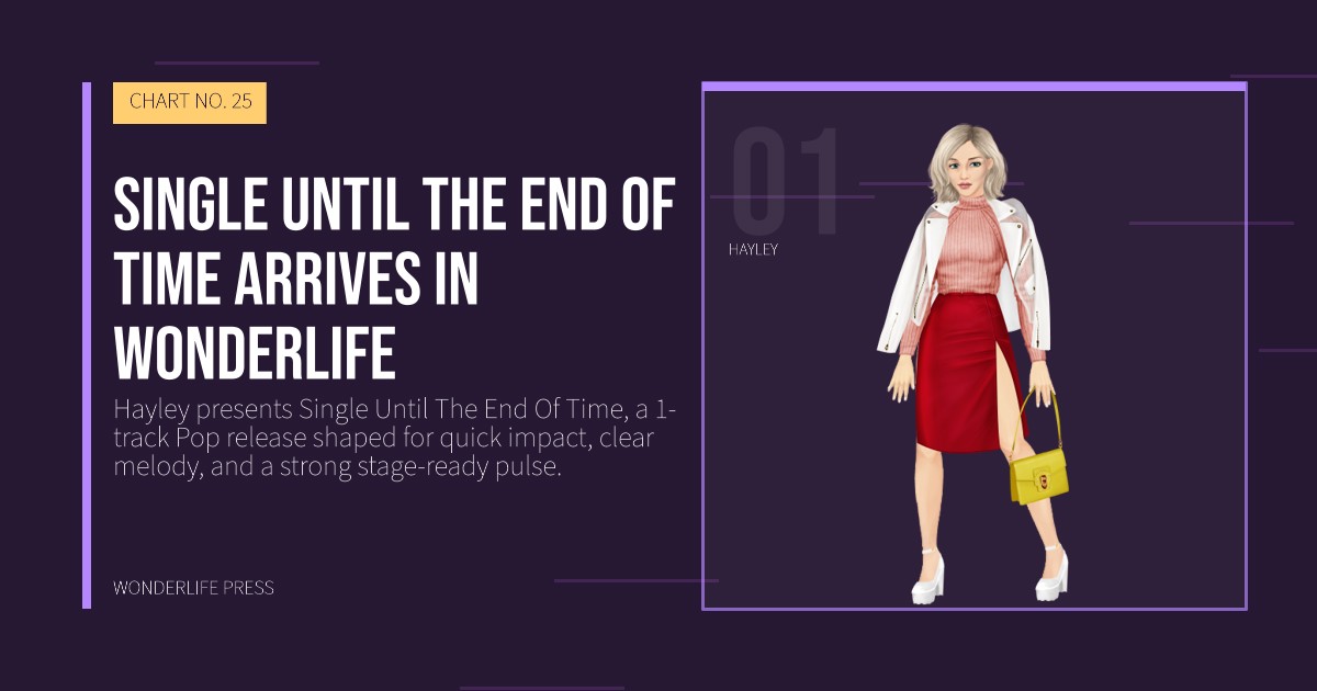 Wonderlife Press: Single Until The End Of Time arrives in Wonderlife. artist portrait. CHART NO. 25.