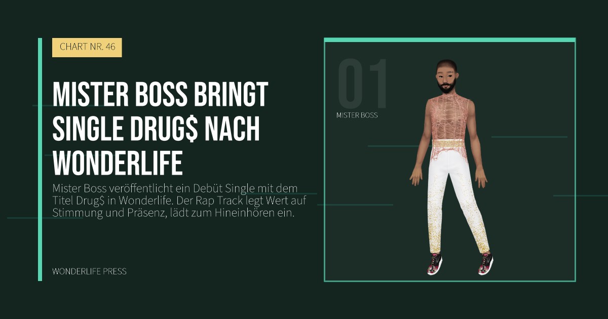 Wonderlife Press: Mister Boss bringt single Drug$ nach Wonderlife. Künstlerporträt. CHART NR. 46.