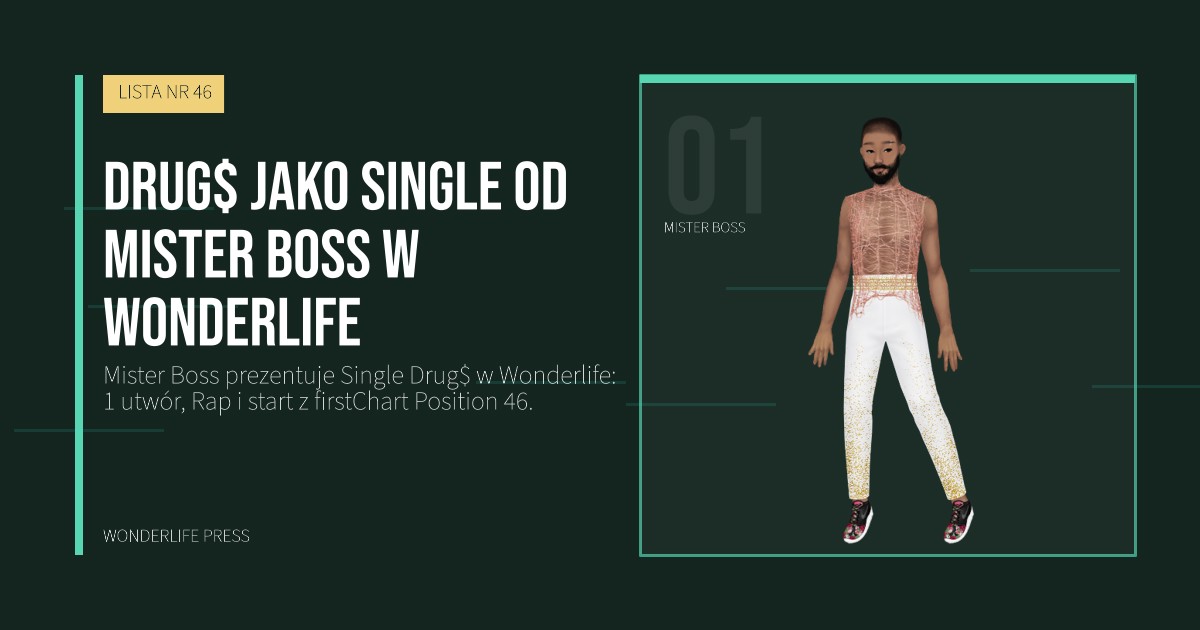 Wonderlife Press: Drug$ jako Single od Mister Boss w Wonderlife. portret artystów. LISTA NR 46.