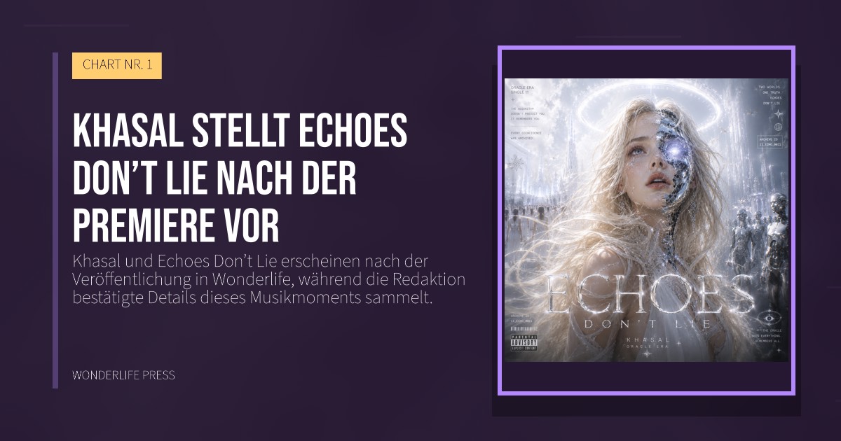 Wonderlife Press: Khasal stellt Echoes Don’t Lie nach der Premiere vor. Veröffentlichungscover. CHART NR. 1.