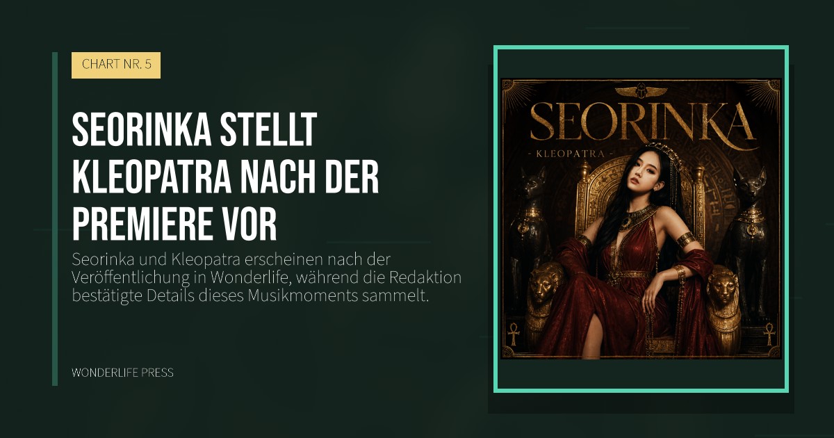 Wonderlife Press: Seorinka stellt Kleopatra nach der Premiere vor. Veröffentlichungscover. CHART NR. 5.