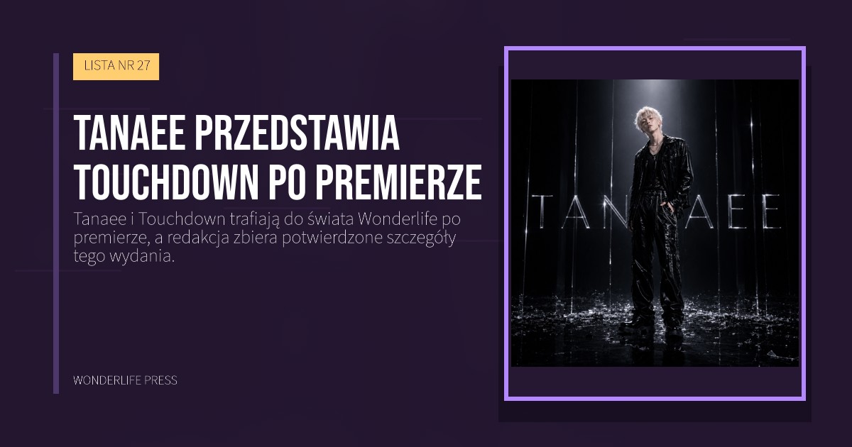 Wonderlife Press: Tanaee przedstawia Touchdown po premierze. okładka wydawnictwa. LISTA NR 27.