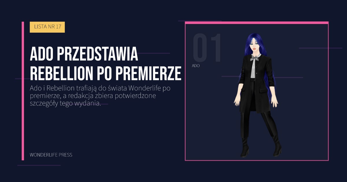 Wonderlife Press: Ado przedstawia Rebellion po premierze. portret artystów. LISTA NR 17.