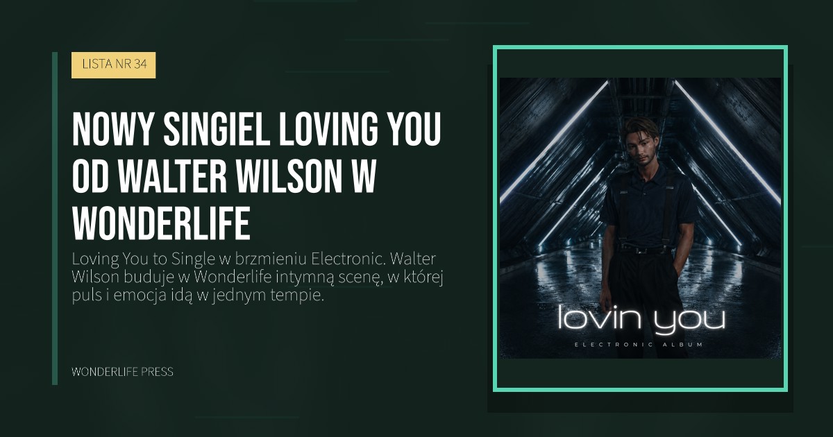 Wonderlife Press: Nowy singiel Loving You od Walter Wilson w Wonderlife. okładka wydawnictwa. LISTA NR 34.