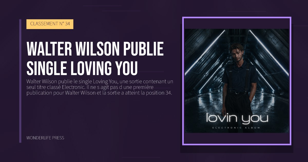 Wonderlife Press: Walter Wilson publie single Loving You. pochette de la sortie. CLASSEMENT N° 34.