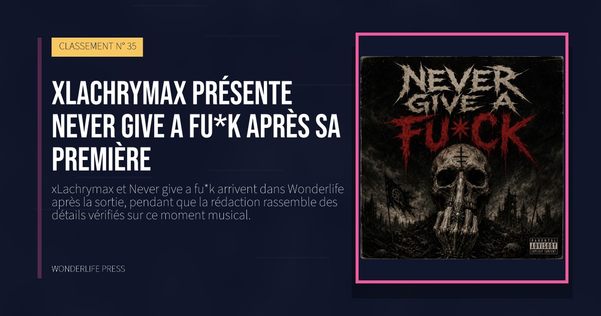 Wonderlife Press: xLachrymax présente Never give a fu*k après sa première. pochette de la sortie. CLASSEMENT N° 35.