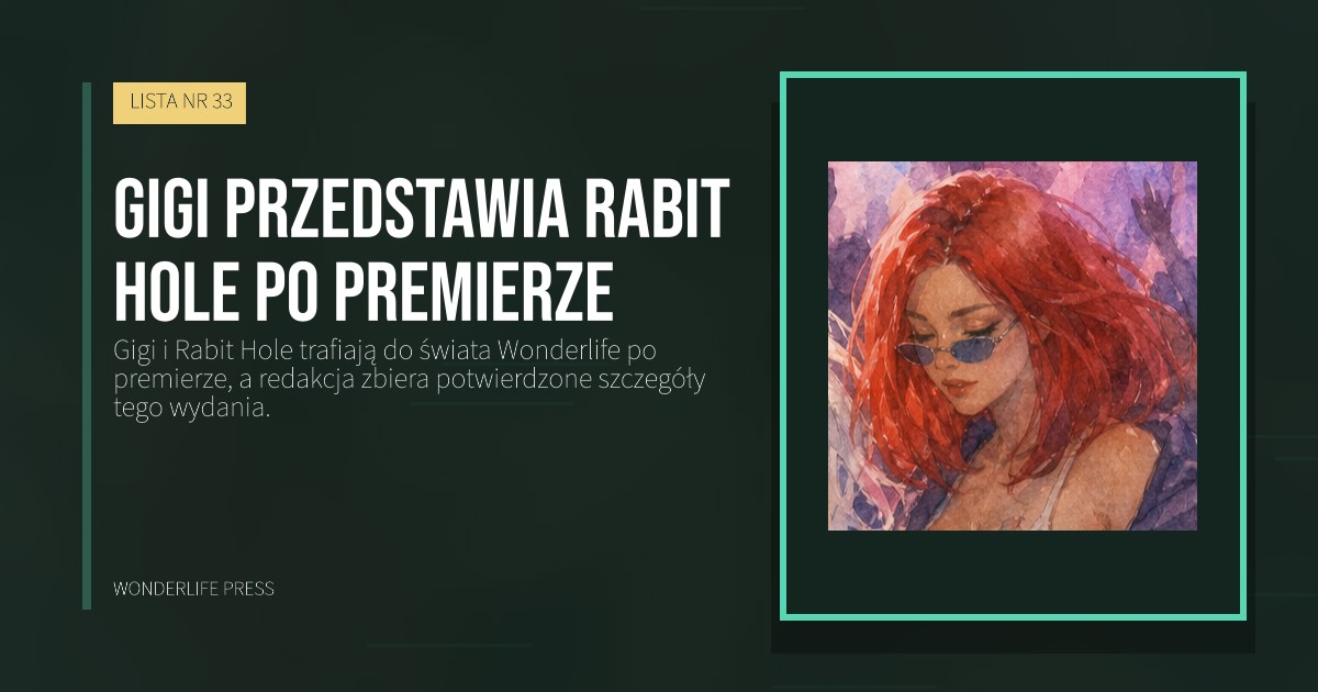 Wonderlife Press: Gigi przedstawia Rabit Hole po premierze. okładka wydawnictwa. LISTA NR 33.