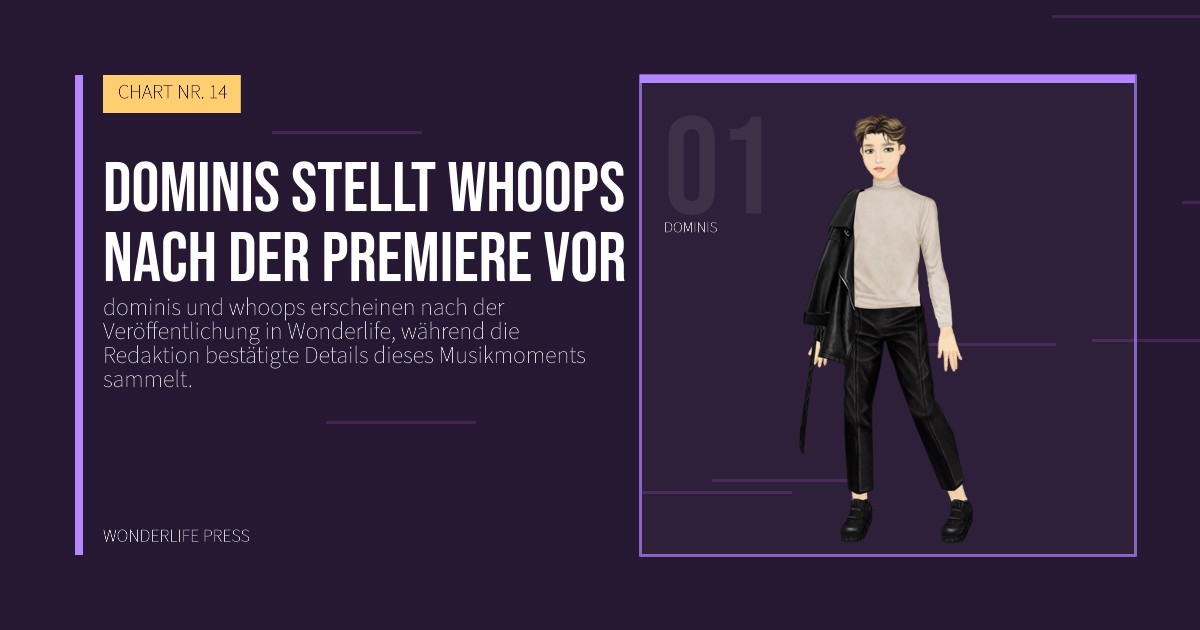 Wonderlife Press: dominis stellt whoops nach der Premiere vor. Künstlerporträt. CHART NR. 14.