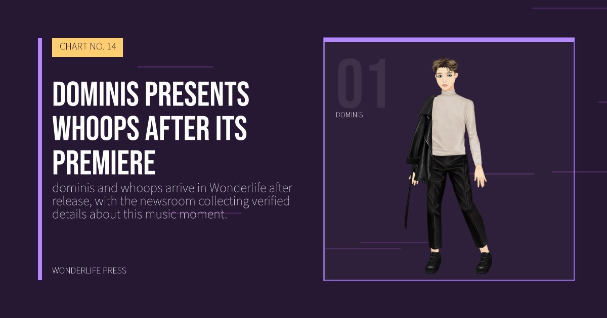 Wonderlife Press: dominis presents whoops after its premiere. artist portrait. CHART NO. 14.