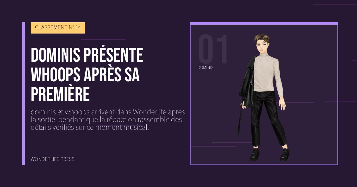 Wonderlife Press: dominis présente whoops après sa première. portrait des artistes. CLASSEMENT N° 14.