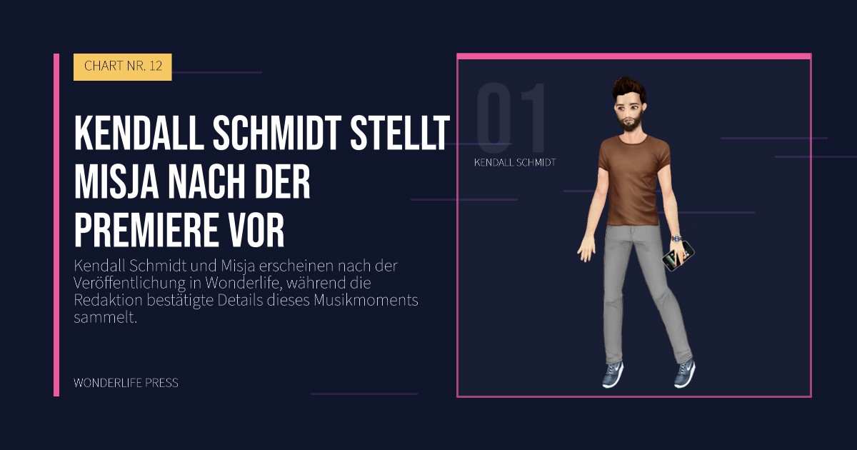 Wonderlife Press: Kendall Schmidt stellt Misja nach der Premiere vor. Künstlerporträt. CHART NR. 12.