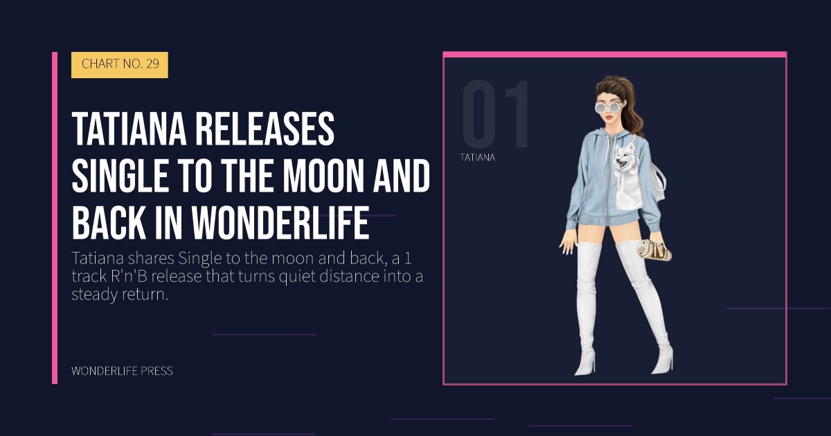Wonderlife Press: Tatiana releases Single to the moon and back in Wonderlife. artist portrait. CHART NO. 29.