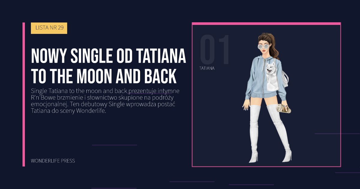 Wonderlife Press: nowy single od Tatiana to the moon and back. portret artystów. LISTA NR 29.