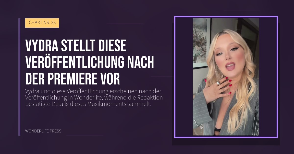 Wonderlife Press: Vydra stellt diese Veröffentlichung nach der Premiere vor. Veröffentlichungscover. CHART NR. 33.