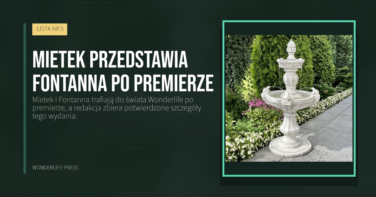 Wonderlife Press: Mietek przedstawia Fontanna po premierze. okładka wydawnictwa. LISTA NR 5.