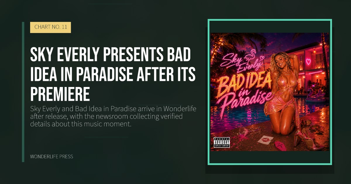 Wonderlife Press: Sky Everly presents Bad Idea in Paradise after its premiere. release artwork. CHART NO. 11.