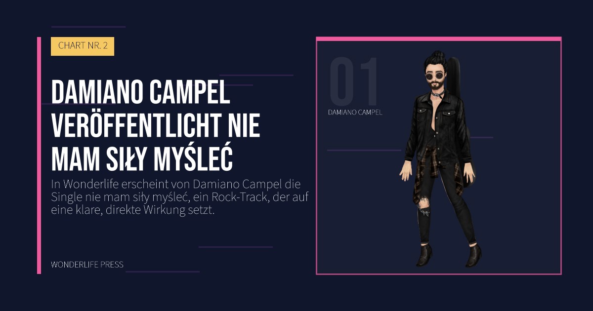 Wonderlife Press: Damiano Campel veröffentlicht nie mam siły myśleć. Künstlerporträt. CHART NR. 2.