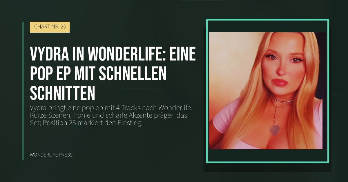Wonderlife Press: Vydra in Wonderlife: eine pop ep mit schnellen schnitten. Veröffentlichungscover. CHART NR. 25.