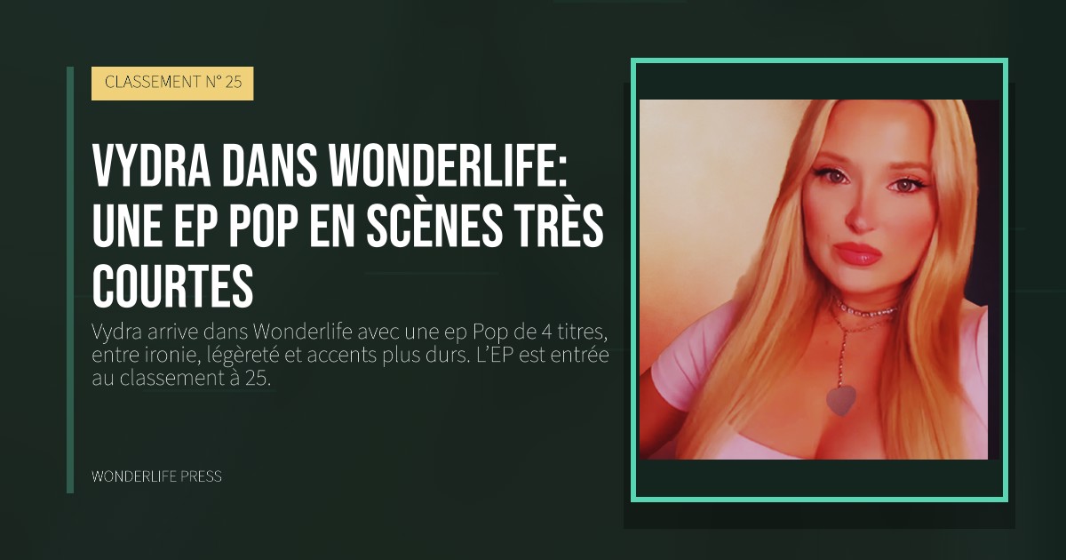Wonderlife Press: Vydra dans Wonderlife: une ep pop en scènes très courtes. pochette de la sortie. CLASSEMENT N° 25.