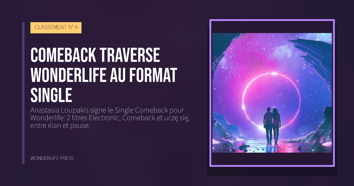 Wonderlife Press: Comeback traverse Wonderlife au format Single. pochette de la sortie. CLASSEMENT N° 4.