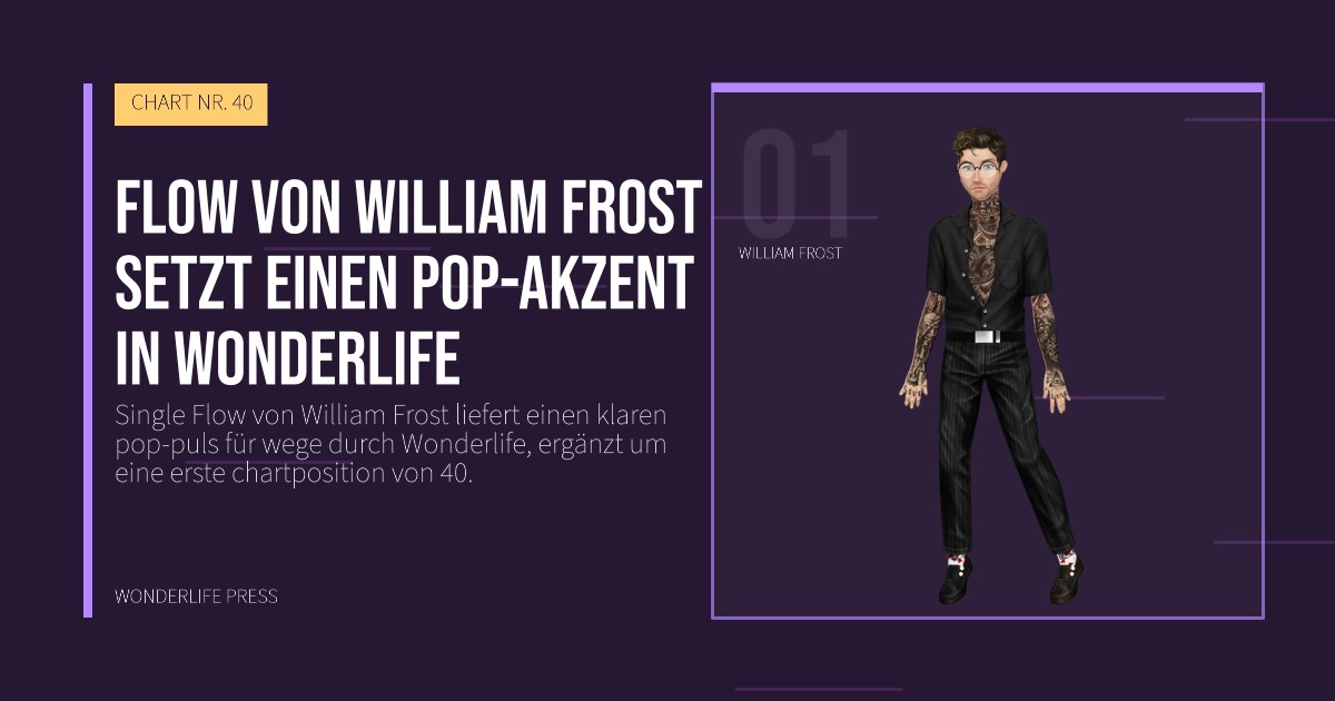 Wonderlife Press: Flow von William Frost setzt einen pop-akzent in Wonderlife. Künstlerporträt. CHART NR. 40.