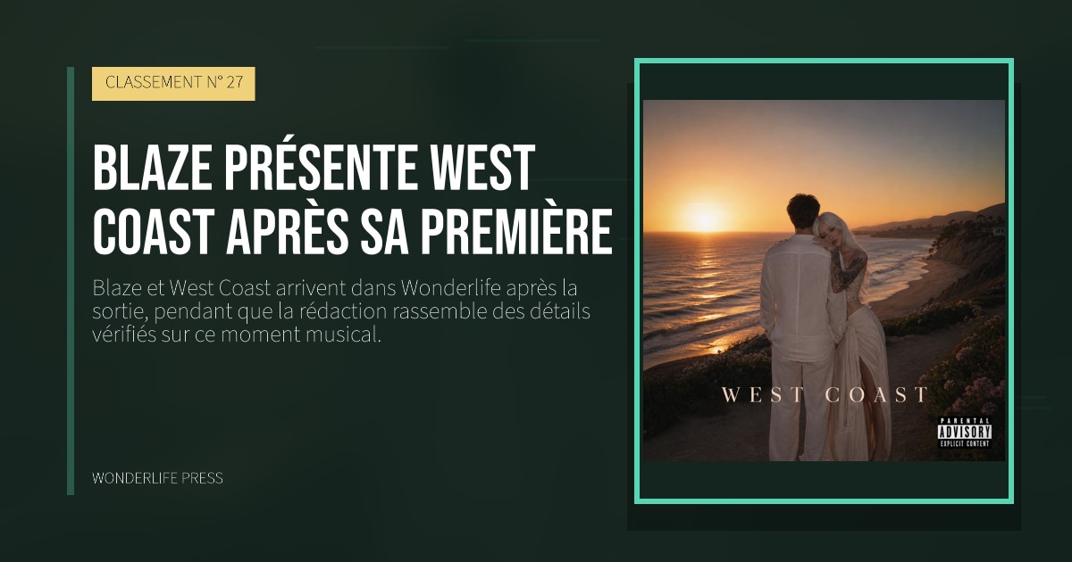Wonderlife Press: Blaze présente West Coast après sa première. pochette de la sortie. CLASSEMENT N° 27.