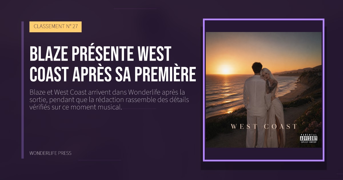 Wonderlife Press: Blaze présente West Coast après sa première. pochette de la sortie. CLASSEMENT N° 27.