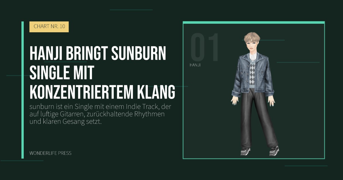 Wonderlife Press: hanji bringt sunburn Single mit konzentriertem klang. Künstlerporträt. CHART NR. 10.
