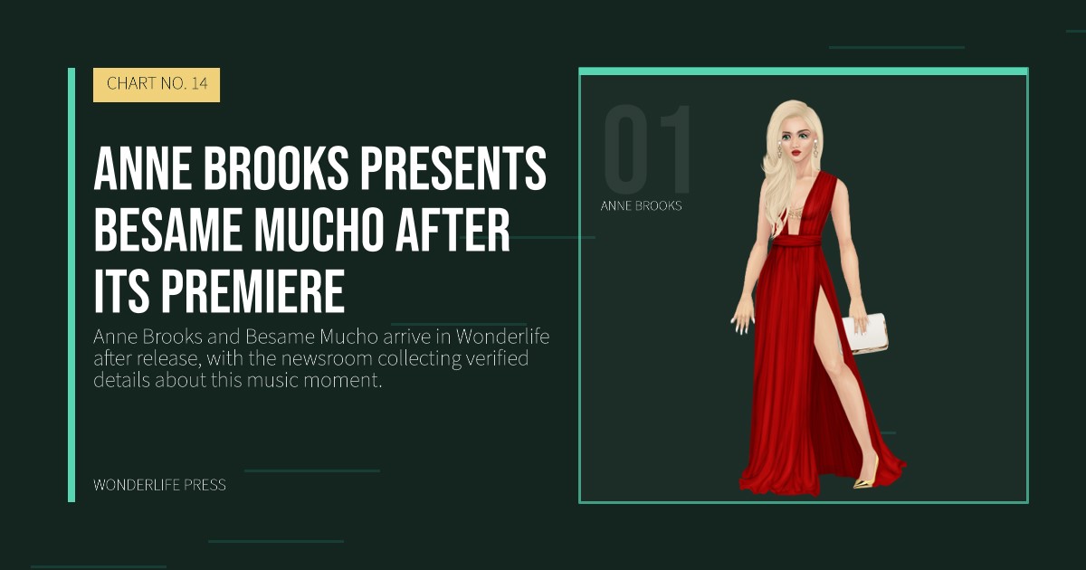 Wonderlife Press: Anne Brooks presents Besame Mucho after its premiere. artist portrait. CHART NO. 14.