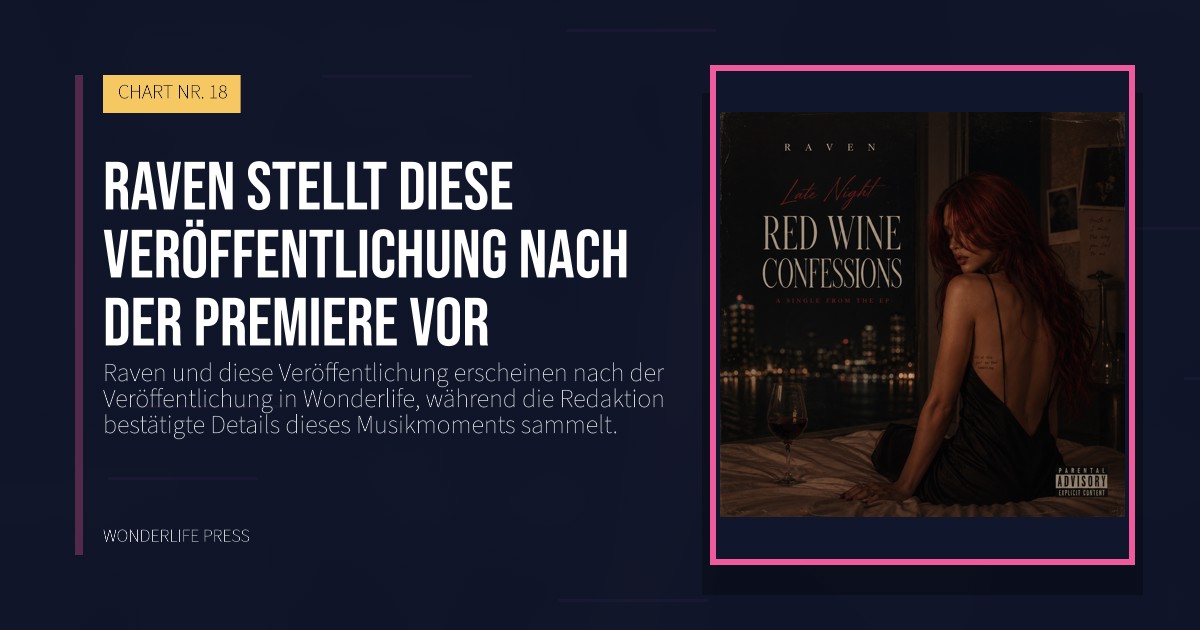 Wonderlife Press: Raven stellt diese Veröffentlichung nach der Premiere vor. Veröffentlichungscover. CHART NR. 18.
