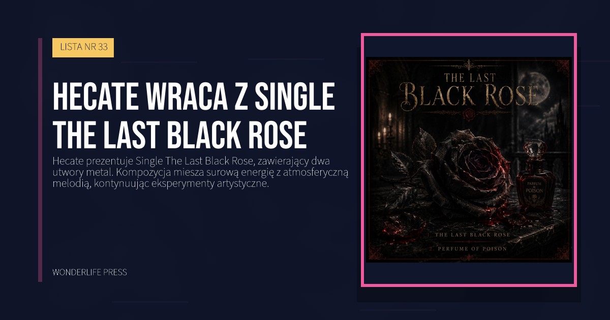Wonderlife Press: Hecate wraca z Single The Last Black Rose. okładka wydawnictwa. LISTA NR 33.