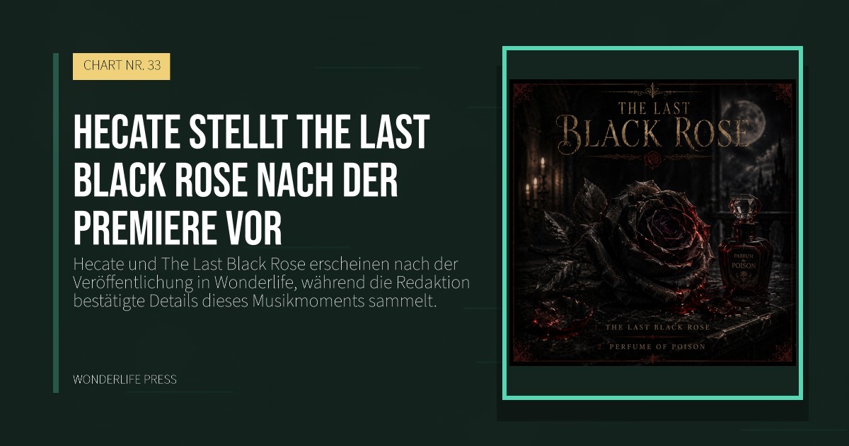 Wonderlife Press: Hecate stellt The Last Black Rose nach der Premiere vor. Veröffentlichungscover. CHART NR. 33.