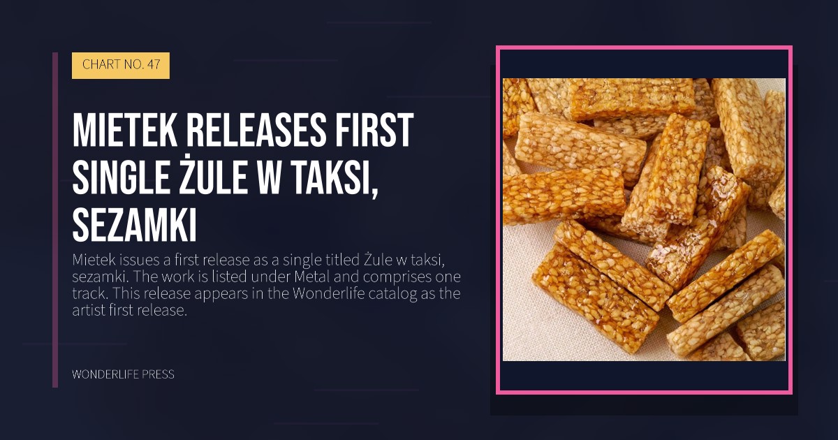 Wonderlife Press: Mietek releases first single Żule w taksi, sezamki. release artwork. CHART NO. 47.