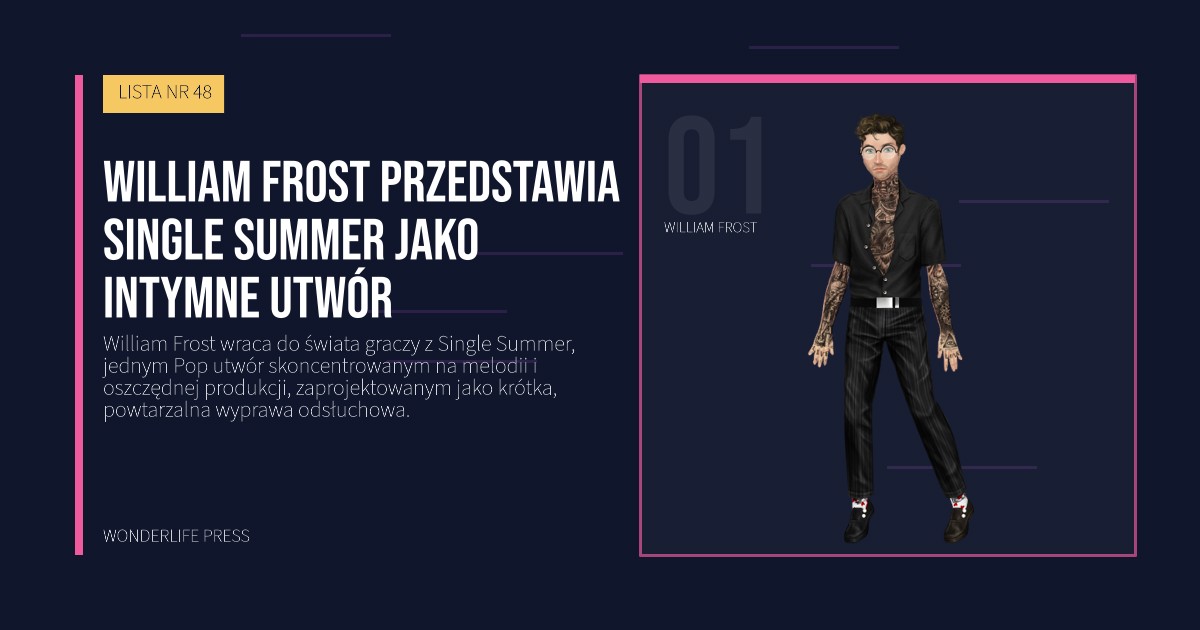 Wonderlife Press: William Frost przedstawia Single Summer jako intymne utwór. portret artystów. LISTA NR 48.