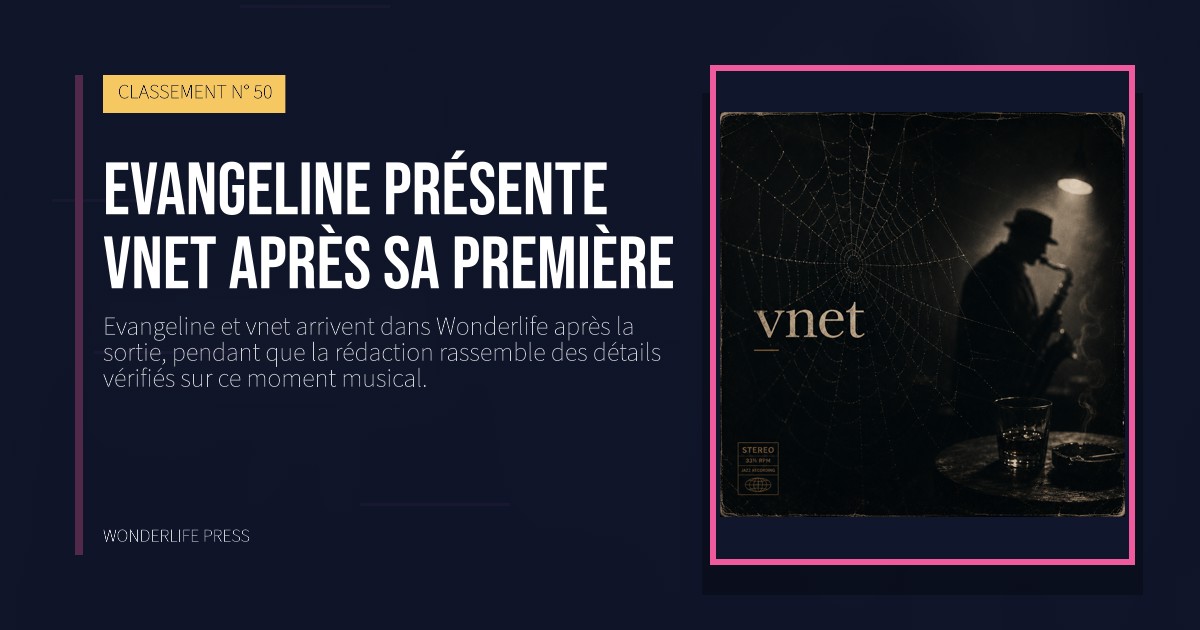 Wonderlife Press: Evangeline présente vnet après sa première. pochette de la sortie. CLASSEMENT N° 50.