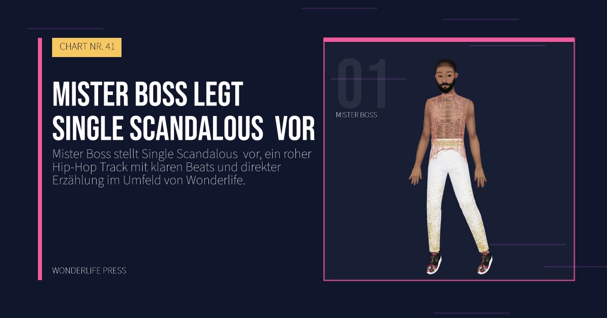 Wonderlife Press: Mister Boss legt Single Scandalous  vor. Künstlerporträt. CHART NR. 41.