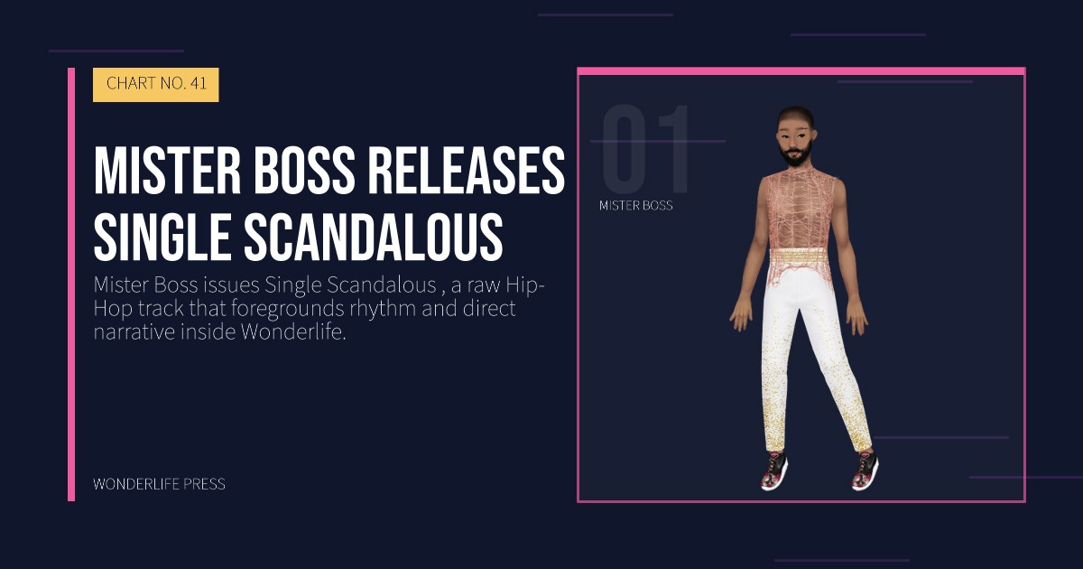 Wonderlife Press: Mister Boss releases Single Scandalous. artist portrait. CHART NO. 41.