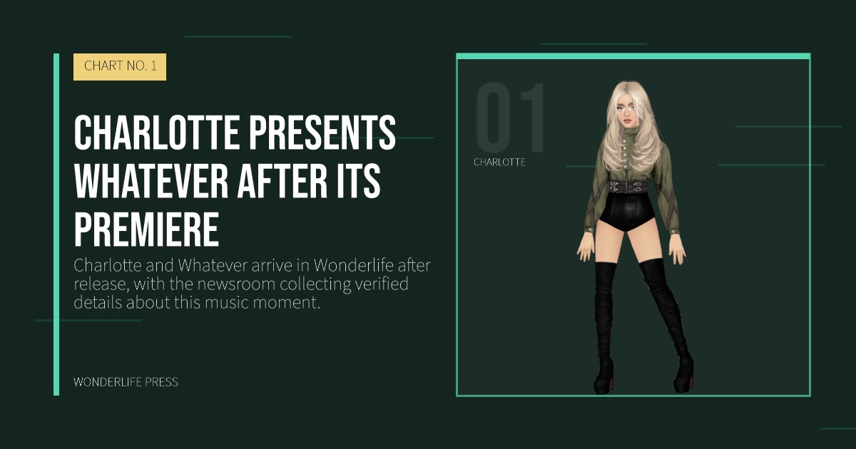 Wonderlife Press: Charlotte presents Whatever after its premiere. artist portrait. CHART NO. 1.