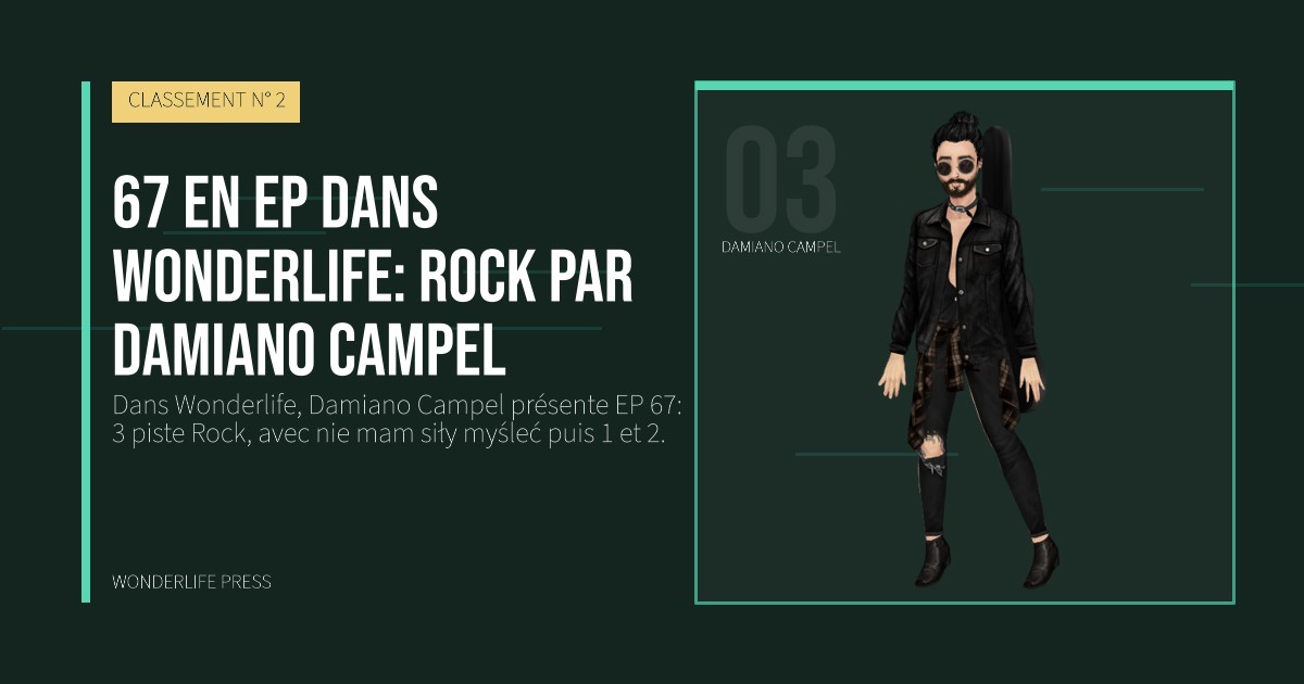 Wonderlife Press: 67 en EP dans Wonderlife: Rock par Damiano Campel. portrait des artistes. CLASSEMENT N° 2.