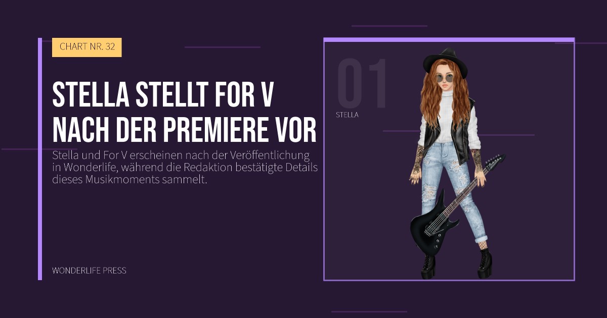 Wonderlife Press: Stella stellt For V nach der Premiere vor. Künstlerporträt. CHART NR. 32.