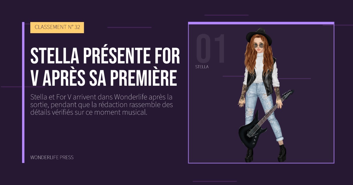 Wonderlife Press: Stella présente For V après sa première. portrait des artistes. CLASSEMENT N° 32.