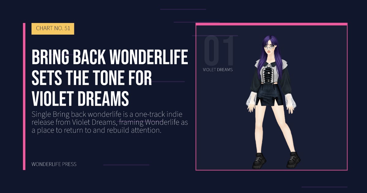 Wonderlife Press: Bring back wonderlife sets the tone for Violet Dreams. artist portrait. CHART NO. 51.
